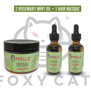 Mielle Organics Rosemary Mint Growth Oil 2 oz (Pack of 2),and Strengthening Hair Masque 12 oz,Sulfate and Paraben Free,For daily haircare and scalp treatments