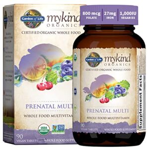 garden of life women’s prenatal multivitamin with vitamin d3, b6, b12, c & iron, folate for energy & healthy fetal development mykind organics – organic, non-gmo, gluten-free, vegan, 30 day supply