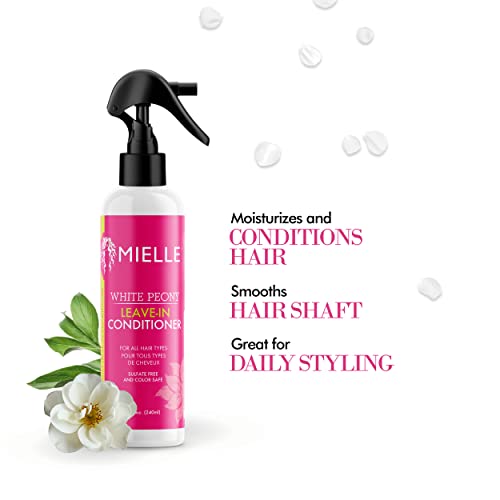 Mielle Organics White Peony Sulfate-Free Leave-In Conditioner, Color Safe, 8 Ounces