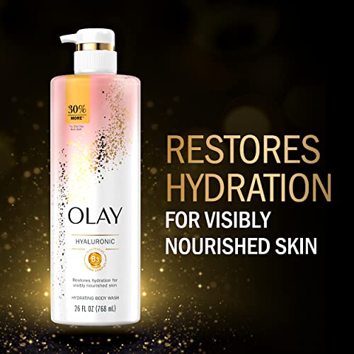 Olay Cleansing & Nourishing Body Wash with Vitamin B3 and Hyaluronic Acid, 26 fl oz (Pack of 4)
