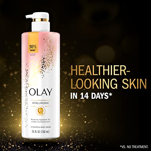 Olay Cleansing & Nourishing Body Wash with Vitamin B3 and Hyaluronic Acid, 26 fl oz (Pack of 4)