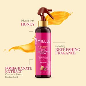 Mielle Organics Pomegranate & Honey Curl Refreshing Spray, Moisturizing Defining Mist For Thick Curly Hair Type 4 Hair, Treatment For Volume, Shine, & Frizz Control, 8-Fluid Ounces