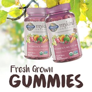 Garden of Life mykind Organics Women's Gummy Vitamins - Berry - Certified Organic, Non-GMO, Vegan, Kosher Complete Multi - Methyl B12, C & D3 - Gluten, Soy & Dairy Free, 120 Real Fruit Gummies