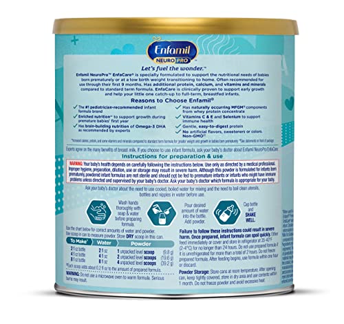 Enfamil NeuroPro EnfaCare High Cal Premature Baby Formula Milk-Based with Iron, Brain-Building DHA, Vitamins & Minerals for Immune Health, 13.6 Ounce (Pack of 6)