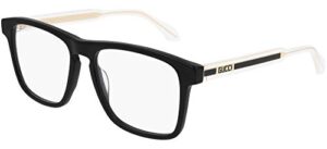gucci gg 0561o 001 black plastic square eyeglasses 54mm