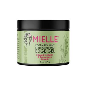 mielle organics rosemary mint strengthening edge gel, biotin & essential oil hair styling treatment, 2 ounces