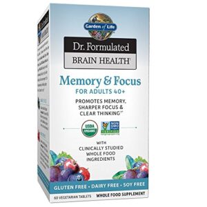garden of life dr. formulated brain health memory & focus for adults 40+, 60 count