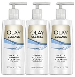olay cleanse gentle foaming face cleanser for sensitive skin, fragrance free, 6.7 fl oz (pack of 3)