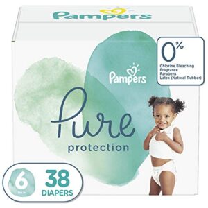 Diapers Size 6, 38 Count - Pampers Pure Protection Disposable Baby Diapers, Hypoallergenic and Unscented Protection, Super Pack (Old Version)