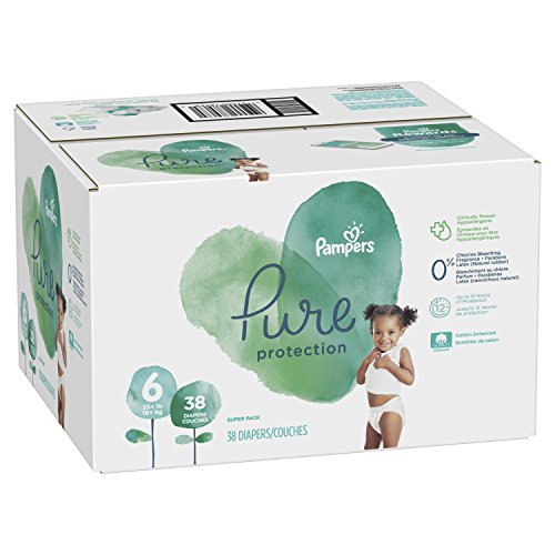 Diapers Size 6, 38 Count - Pampers Pure Protection Disposable Baby Diapers, Hypoallergenic and Unscented Protection, Super Pack (Old Version)