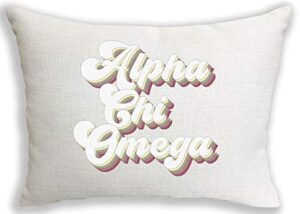 sorority shop alpha chi omega pillow – retro design, 12″ x 16″ lumbar pillow sorority