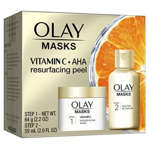 olay vitamin c face mask kit, exfoliator kit with mask, silica, & exfoliating aha peel 4.2 fl oz