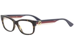 gucci gg 0278o 002 havana plastic rectangle eyeglasses 53mm