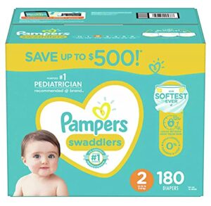 pampers swaddlers disposable diapers size 2, 180 count