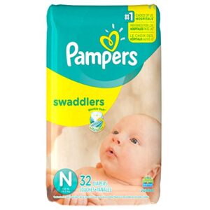 pampers swaddlers diapers, size n, 32 count