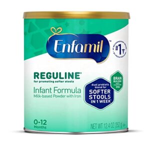 enfamil reguline baby formula, designed for soft, comfortable stools, with omega-3 dha & probiotics for immune support, powder can, 12.4 oz