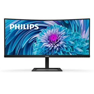 philips 346e2cuae 34″ curved frameless, ultrawide qhd 3440×1440,100hz, 121% srgb, 1ms mprt, usb-c charging, multiview pip/pbp, height adjustable, 4yr advance replacement, black