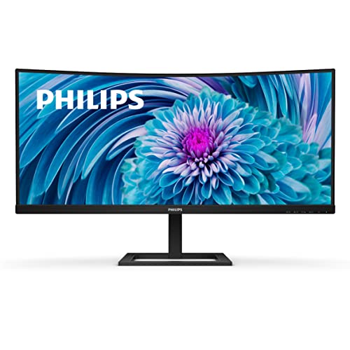 PHILIPS 346E2CUAE 34" Curved Frameless, UltraWide QHD 3440x1440,100Hz, 121% sRGB, 1ms MPRT, USB-C Charging, MultiView PIP/PBP, Height Adjustable, 4Yr Advance Replacement, Black