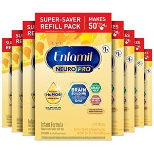 enfamil neuropro baby formula super value pack, triple prebiotic immune blend with 2’fl hmo & expert recommended omega-3 dha, inspired by breast milk, non-gmo, refill box, 31.4 oz, bulk pack of 8
