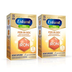 enfamil fer-in-sol iron supplement drops for infants & toddlers, supports brain development, 50 ml dropper bottle, pack of 2