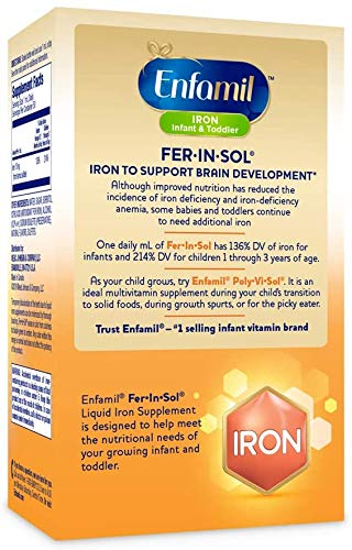 Enfamil Fer-In-Sol Iron Supplement Drops for Infants & Toddlers, Supports Brain Development, 50 mL Dropper Bottle, Pack of 2