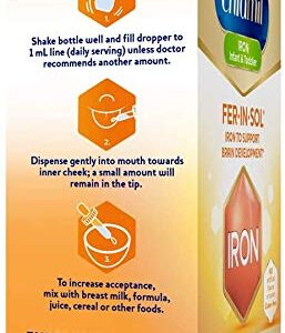 Enfamil Fer-In-Sol Iron Supplement Drops for Infants & Toddlers, Supports Brain Development, 50 mL Dropper Bottle, Pack of 2