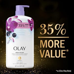 Olay Fresh Outlast Body Wash, Orchid & Black Currant, 30 fl oz (Pack of 4)