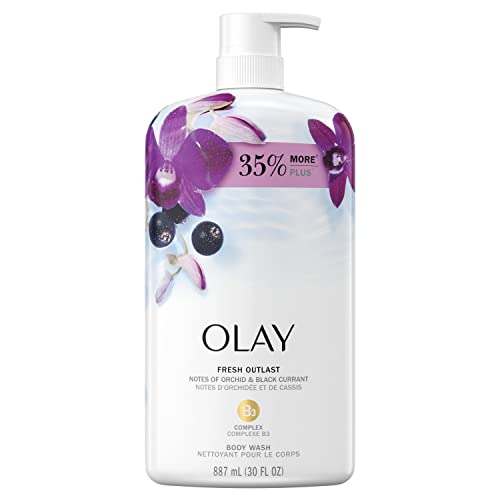 Olay Fresh Outlast Body Wash, Orchid & Black Currant, 30 fl oz (Pack of 4)