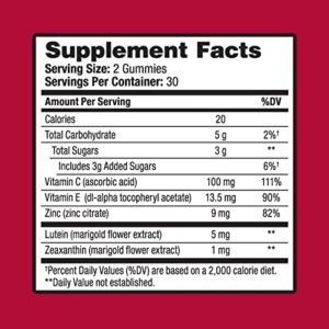 Ocuvite Vitamin & Mineral Supplement for Eye Health Adult Gummies, Contains Lutein & Zeaxanthin, Bausch, 60 Count