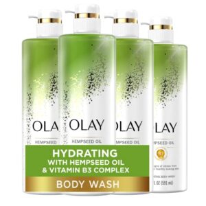 olay hydrating body wash with hempseed oil and vitamin b3 (pack of 4)