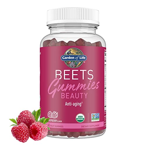 Garden of Life Organic Beet Root Gummies Made of Pectin with Antioxidants, Vitamin C, Biotin & B12 for Hair, Skin & Nails – Beets Beauty Gummies – Vegan, Gluten Free, Non GMO, Raspberry, 30 Servings