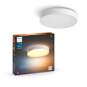 philips hue enrave large white ambiance smart ceiling lamp, bluetooth and zigbee compatible (hue hub optional), white