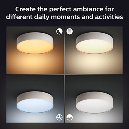 Philips Hue Enrave Large White Ambiance Smart Ceiling Lamp, Bluetooth and Zigbee Compatible (Hue Hub Optional), White