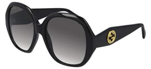 gucci women’s gg acetate octagonal sunglasses, black/black/grey, one size