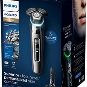 Philips Norelco 9800 Rechargeable Wet & Dry Electric Shaver with Quick Clean, Travel Case, Pop up Trimmer, Charging Stand, S9987/85