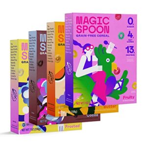 magic spoon cereal, variety 4-pack of cereal – keto & low carb lifestyles i gluten & grain free i high protein i 0g sugar