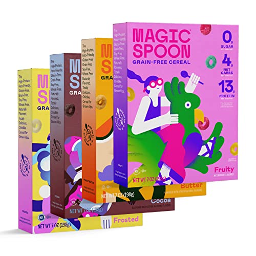 Magic Spoon Cereal, Variety 4-Pack of Cereal - Keto & Low Carb Lifestyles I Gluten & Grain Free I High Protein I 0g Sugar