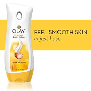 Olay Ultra Moisture Shea Butter In-Shower Body Lotion, Improves Dry Skin Hydration in 5 Days, 15.2 Fl Oz (Pack of 4)