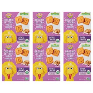 earth’s best organic kids snacks, sesame street toddler snacks, organic letter of the day cookies for toddlers 2 years and older, oatmeal cinnamon, 5.3 oz box (pack of 6)