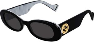 gucci women’s fluo narrow acetate sunglasses, bilayer black/grey, one size