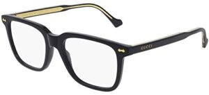 gucci gucci-logo gg0737o 005 eyeglasses men’s black/gold optical frame 53mm