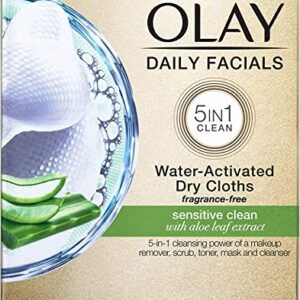 OLAY Daily Gentle Clean 5-in-1 Water Activated Cloths, 33 Count (Pack of 3)