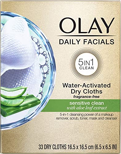 OLAY Daily Gentle Clean 5-in-1 Water Activated Cloths, 33 Count (Pack of 3)