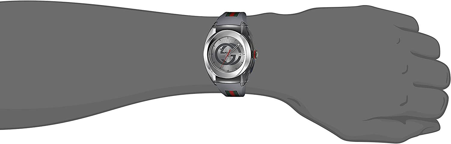 Gucci Swiss Quartz Stainless Steel and Rubber Casual Grey Men's Watch(Model: YA137109)