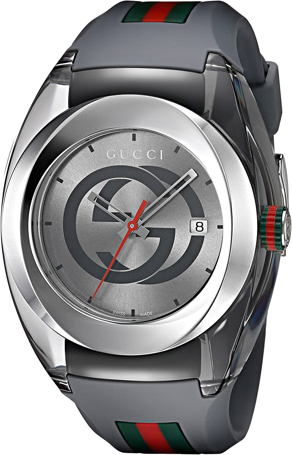 Gucci Swiss Quartz Stainless Steel and Rubber Casual Grey Men's Watch(Model: YA137109)