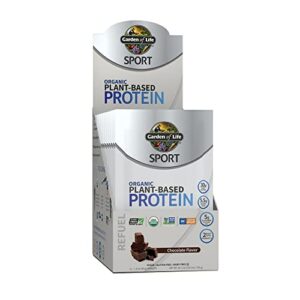 garden of life sport organic plant-based protein – bcaa amino acid protein powder, chocolate, 1.6 ounce, pack of 12
