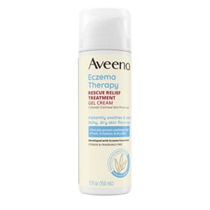 Aveeno Eczema Therapy Rescue Relief Treatment Gel Cream with Colloidal Oatmeal Skin Protectant, Instantly Soothes & Cools Itchy Dry Skin Flare-Ups, Steroid & Fragrance Free, 5.0 fl. oz