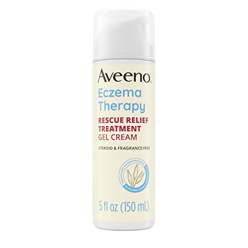 Aveeno Eczema Therapy Rescue Relief Treatment Gel Cream with Colloidal Oatmeal Skin Protectant, Instantly Soothes & Cools Itchy Dry Skin Flare-Ups, Steroid & Fragrance Free, 5.0 fl. oz