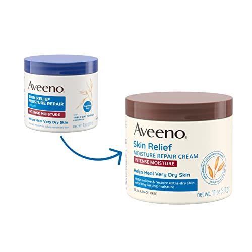 Aveeno Skin Relief Intense Moisture Repair Body Cream with Triple Oat & Shea Butter Formula, Helps Relieve & Restore Extra-Dry Skin with Long-Lasting Moisture, Fragrance-Free, 11 oz