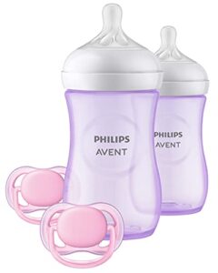 philips avent natural baby bottle with natural response nipple, purple baby gift set, scd837/01